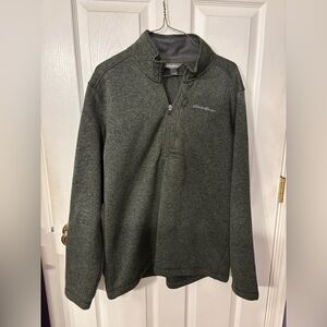 Sz large Eddie Bauer Men’s fleece-lined 1/2 zip sweater!Green excellent shape!